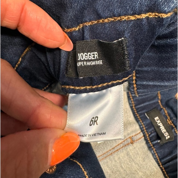 NEW Express Dark Paperbag Super High Rise Jogger Denim Jeans Womans 6 Regular - Picture 6 of 8
